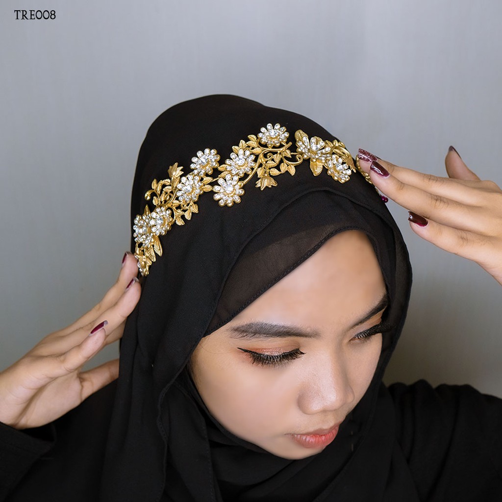 [SIAP KIRIM] PREMIUM TIARA HIJABERS ASESORIS FASHION DAUN GOLD TRE008