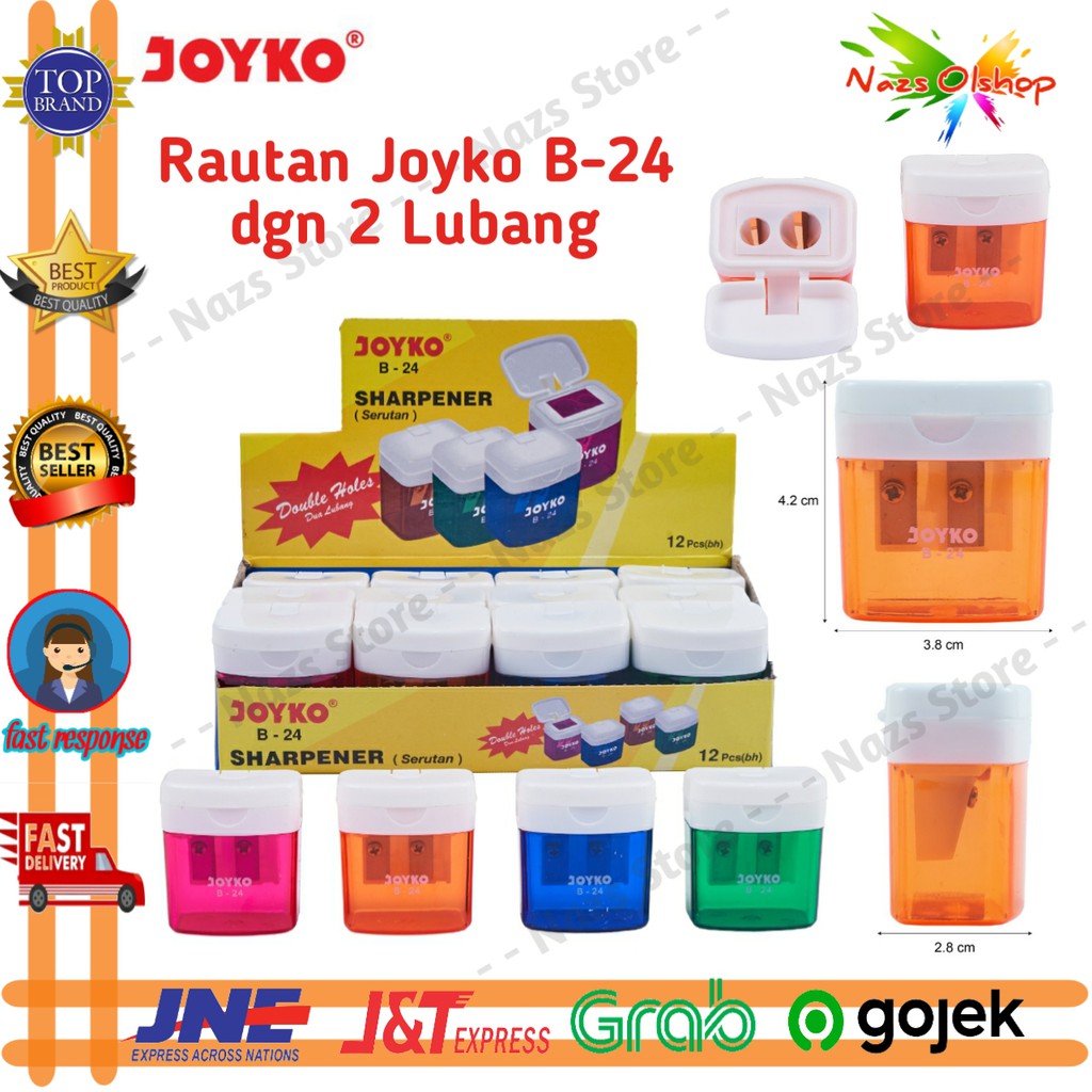

Rautan / Serutan / Sharpener Pensil Joyko B-24 2 Lubang