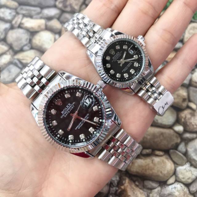 Jam Tangan Couple Rolex Rantai Tanggal Aktif New