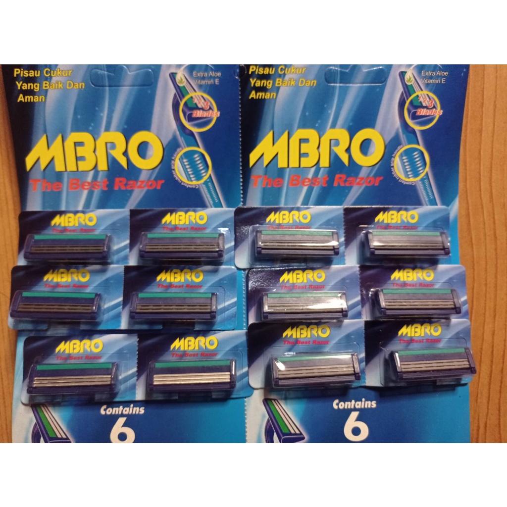 cukuran kumis jenggot razor MBRO 3 mata pisau isi 12 pcs