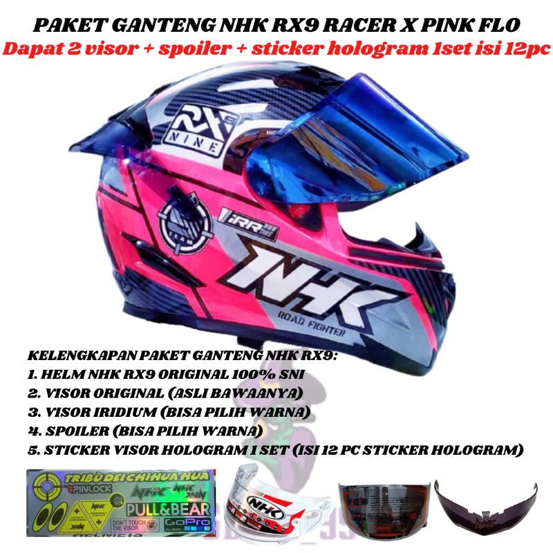 PAKET GANTENG HELM NHK RX9 ALL VARIAN TERMURAH-G.RACER PINK FLO