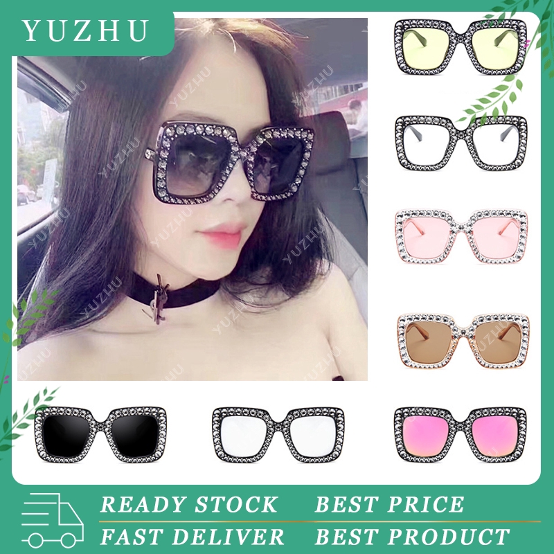 【Bayar di tempat】kacamata sunglasses wanita fashion Diamond  bingkai Kacamata Hitam