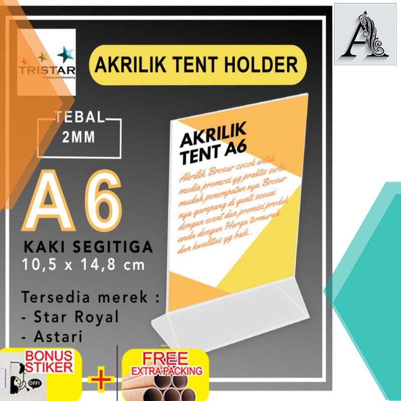 

Promo Acrylic / akrilik tent holder standing A6 kaki segitiga