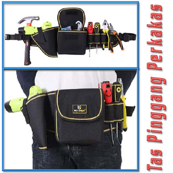 Electrician Tool Bag Tas Pinggang Perkakas Tas Menyimpan Alat Alat Bengkel Dan Bangunan Proyek Tas Pinggang Perkakas Serbaguna Waist Pocket Tool tas pinggang tukang bangunan tas kuli pekerja bangunan teknisi insinyur bahan kanvas kuat strong