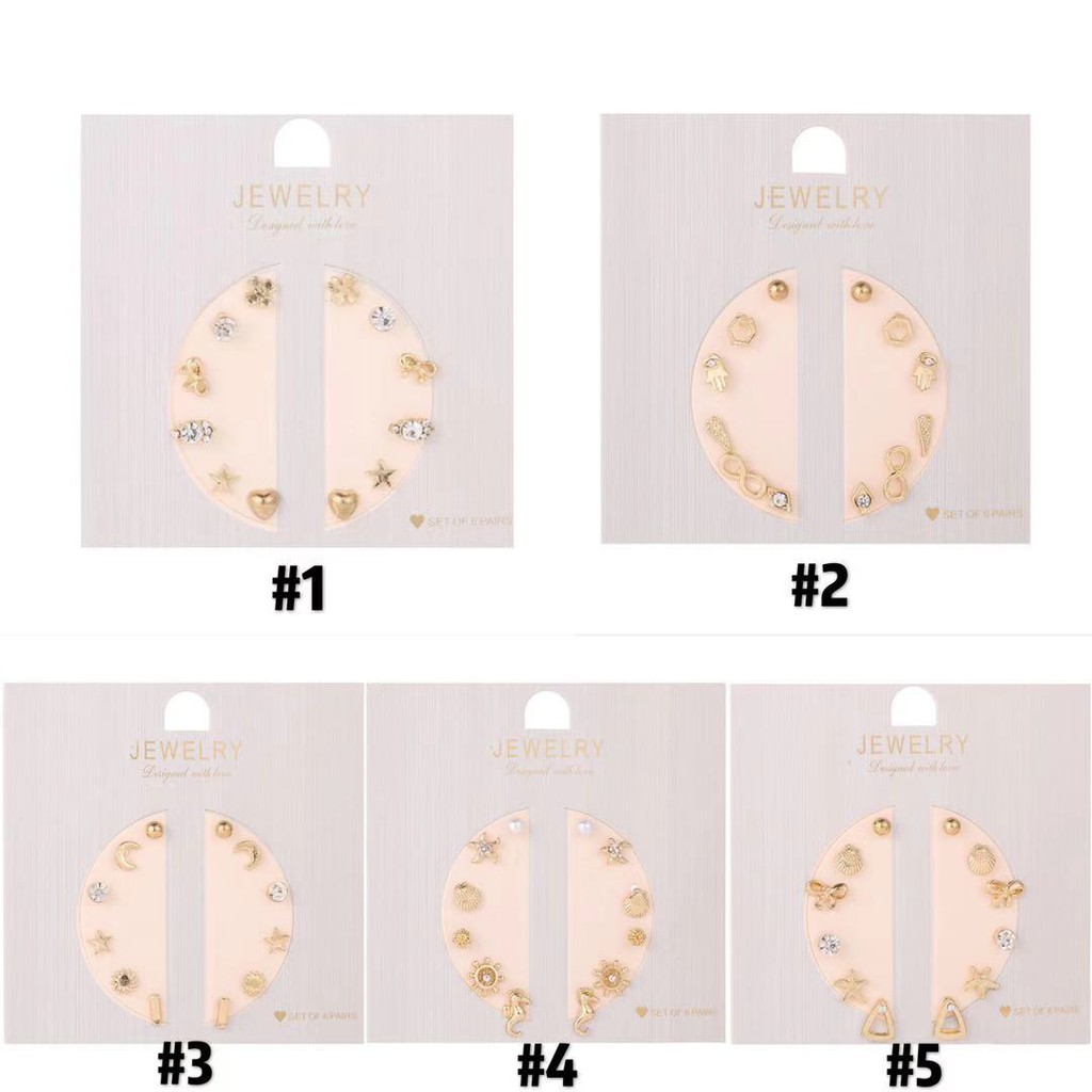 Set Anting Gaya Korea Untuk Wanita / Aksesoris Fashion Anting Set Gaya Korea Import