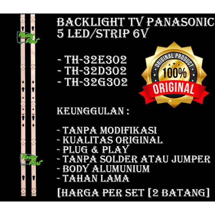 Lampu Backlight TV Panasonic 32 inc inchi Type TH 32G302G 5 Led 6 Volt