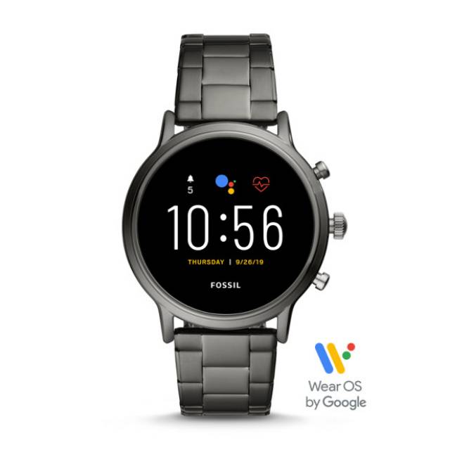 Fossil Carlyle FTW4024 Smartwatch Gen 5 - Baja 44mm, Layar AMOLED 1.28 Inci, Tali Interchangeable