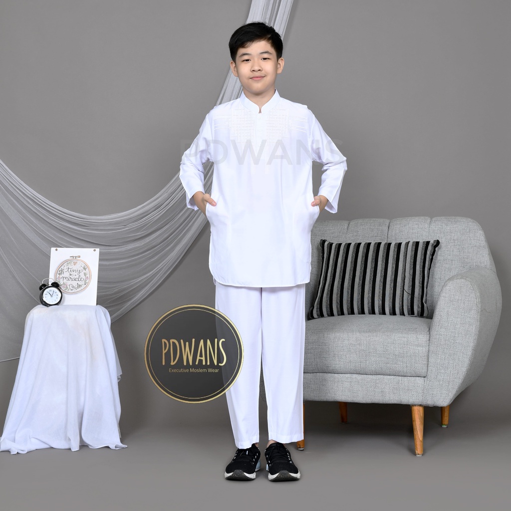 BAJU KOKO Pakistan Remaja Putih Setelan Ukuran Tanggung 11 12 13 14 15 Tahun BGM07 PDWANS