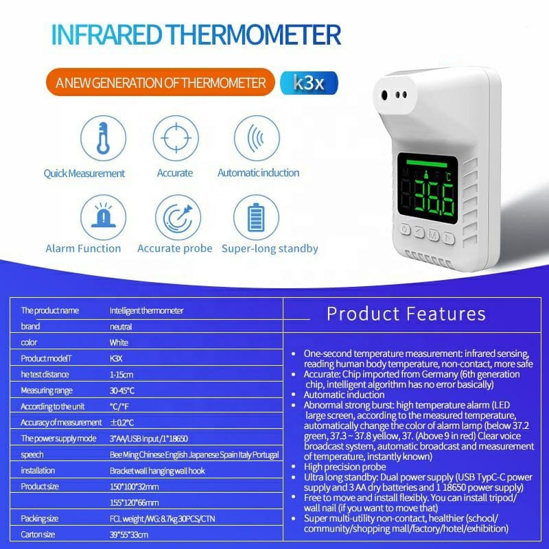 Thermometer K3X Termometer Dahi Termometer Mounted Suhu Badan K3X - TERMOMETER-F1