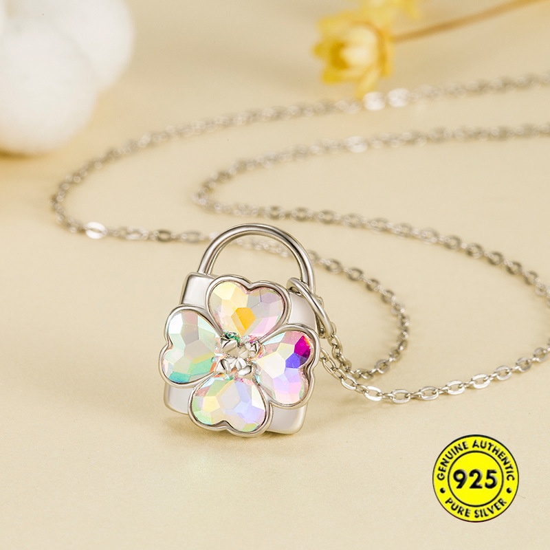 Kalung Rantai Sterling Silver 925 Dengan Liontin Gembok Hati Untuk Wanita