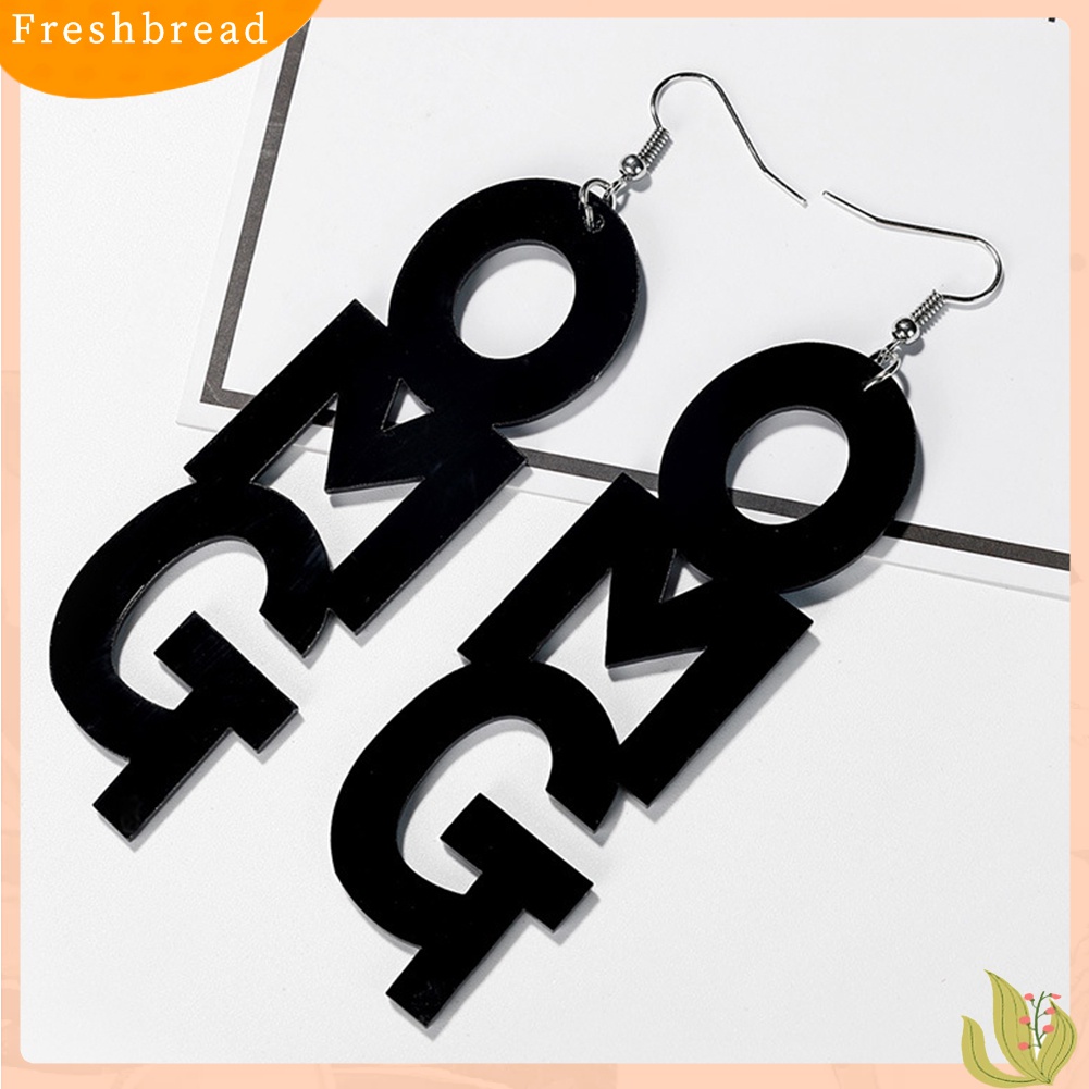 Fresh| Anting Kait Gantung Statement Bahan Akrilik Desain Tulisan OMG Gaya Hip Hop Untuk Wanita