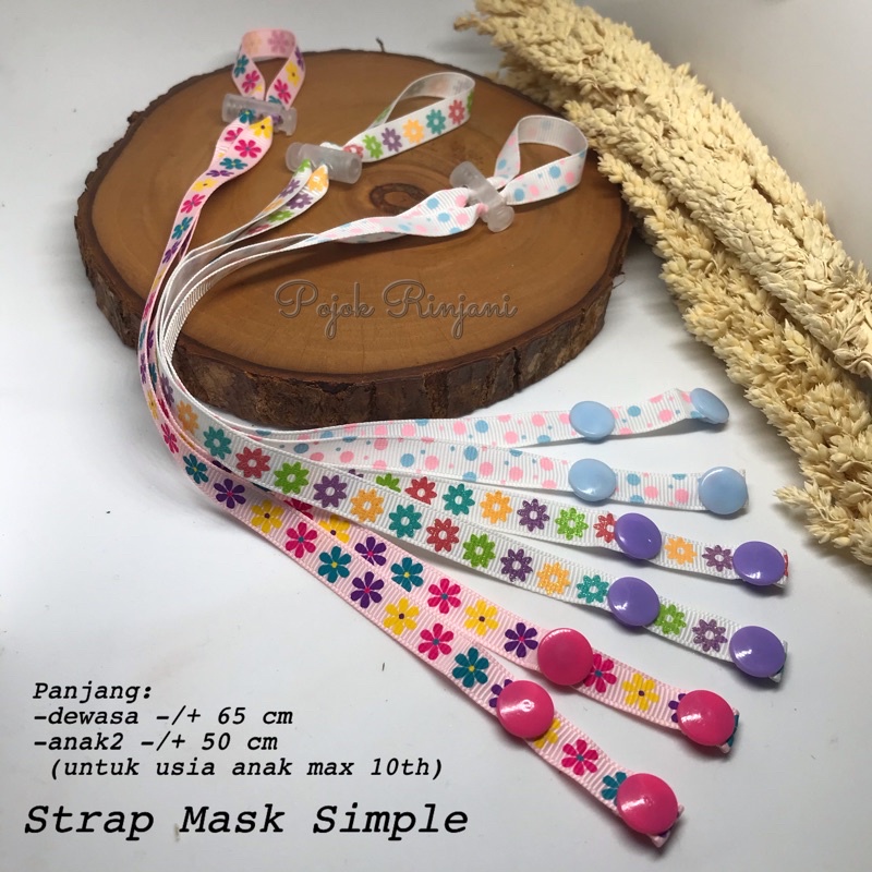 Strap masker simple tali kalung masker konektor hijab sederhana dengan snap button kancing jepret