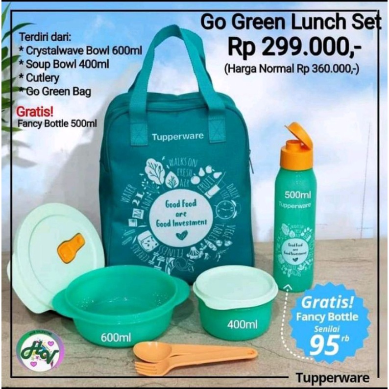 go green lunch set tupperware promo / tempat makan set tupperware