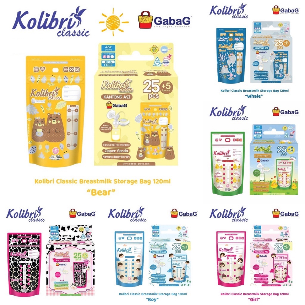 Kantong Asi GABAG / Breastmilk Storage Bags / 100ml / 120ml / Kolibri Classic / Kantong ASI