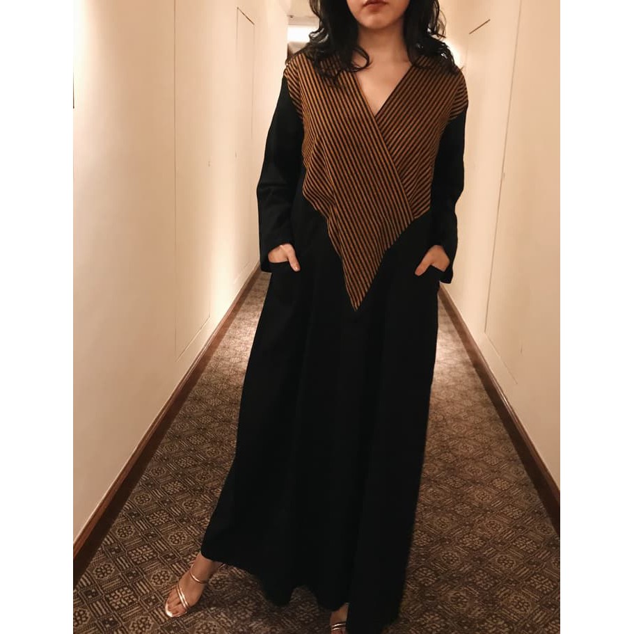 Jualan V-Neck Dress Linen Lurik 4.0 Diskon