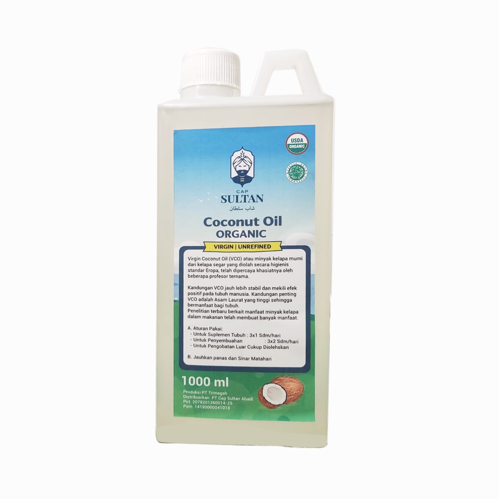 

VCO Virgin Coconut Oil 1 Liter/1000 mL Food Grade Cold-Pressed - Certified Super Cap Sultan