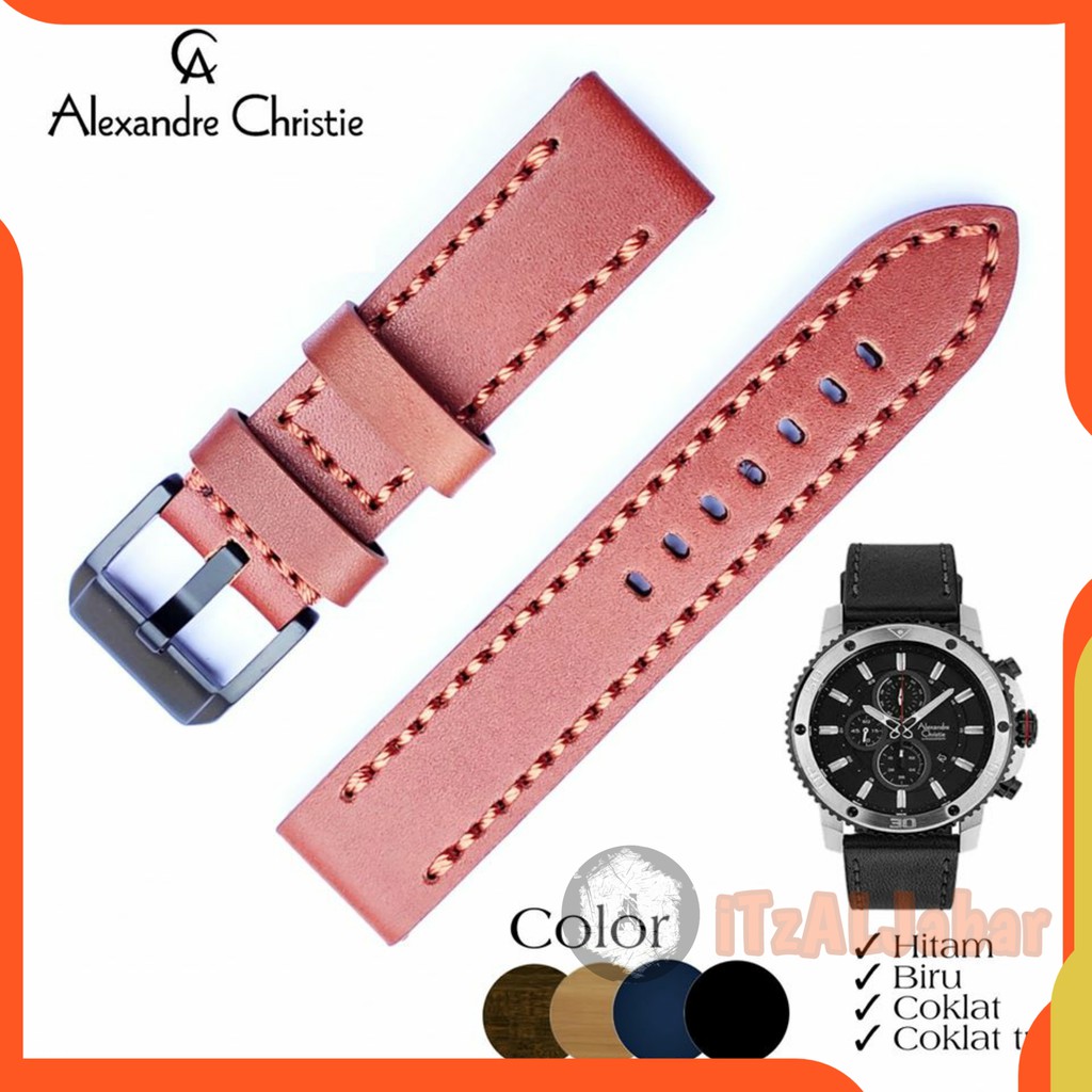 Tali jam tangan Alexandre christie 6509 kulit Asli Leather strap