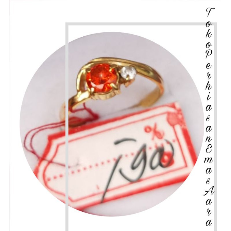 Cincin Emas 375 Ring Permata Orange