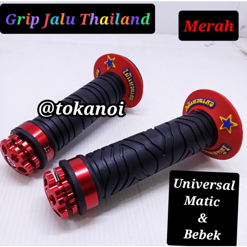 HANDGRIP DOMINO JALU STANG + KARET DONAT THAI BISA UNTUK SEMUA MOTOR MODEL THAILAND MERAH