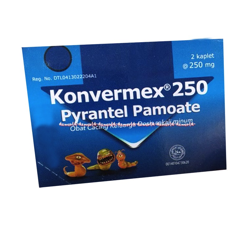 Konvermex 250 Pyrantel Pamoate Obat Cacing Tablet Isi 2pcs Konver Mex Konvermek Konfermex Pirantel