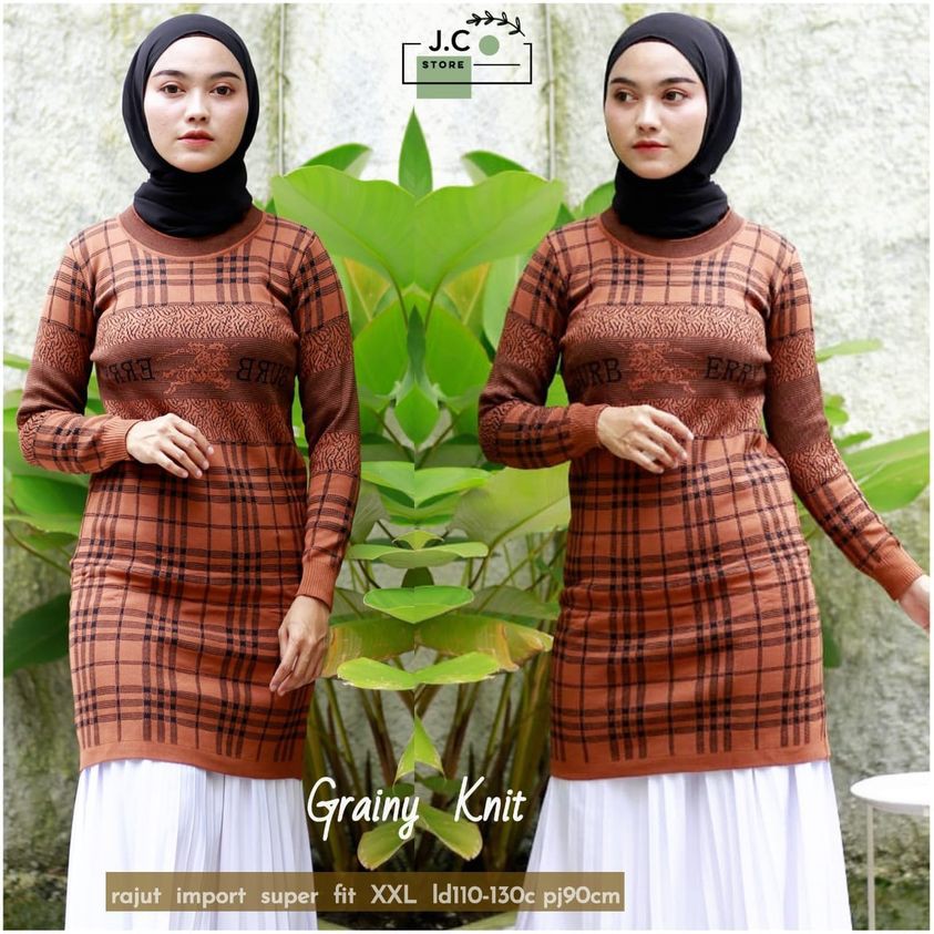 ABCD LABEL / GRAIN DRESS / BURBERRY DRESS / FASHION WANITA / DRESS RAJUT IMPORT TERMRAH / DRESS RAJU