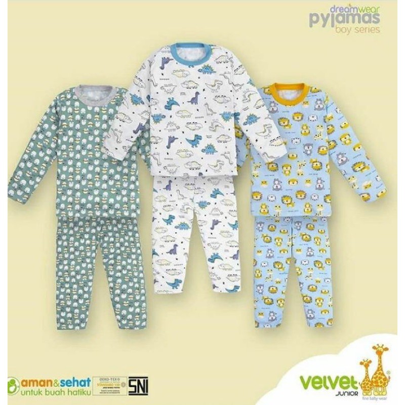 (ECER) Velvet 2y 3y 4y 5y 6y 7y 8y 9y 10y Setelan Baju Tidur Panjang Piama / Piyama Anak