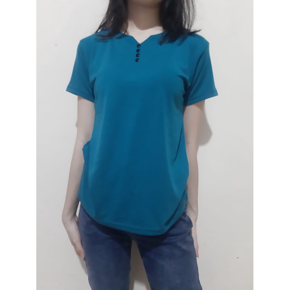 v-neck cewek kancing 4 variasi