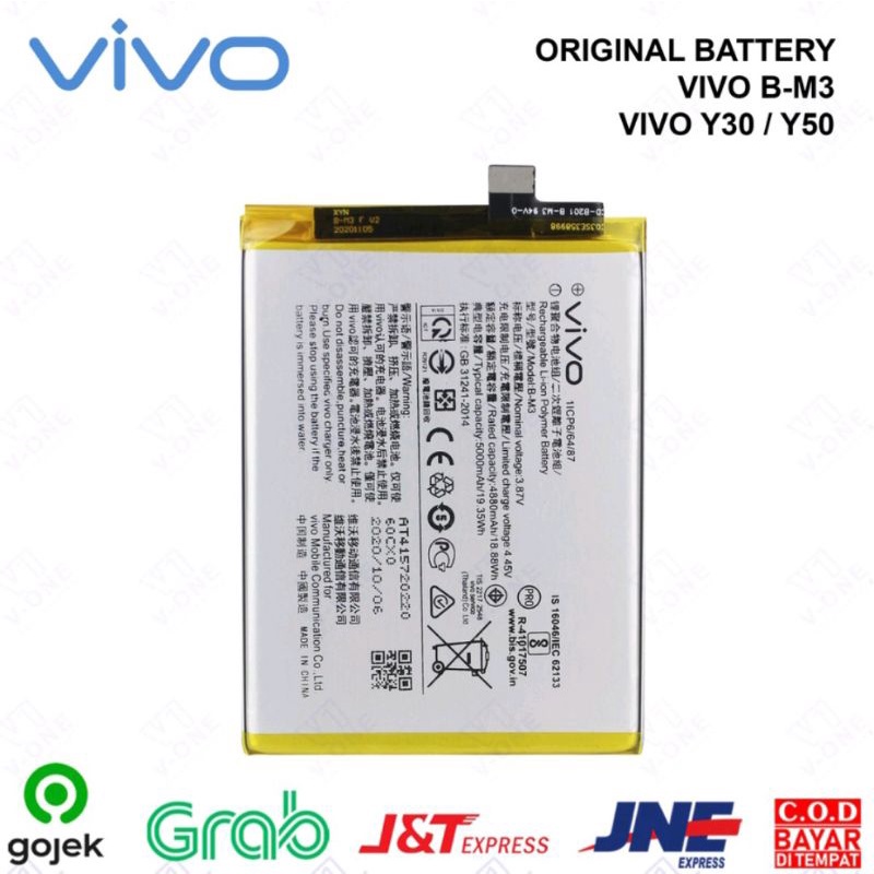 BATRE BATERAI VIVO B-M3 VIVO Y30 / Y50 BATTERY ORIGINAL 100%