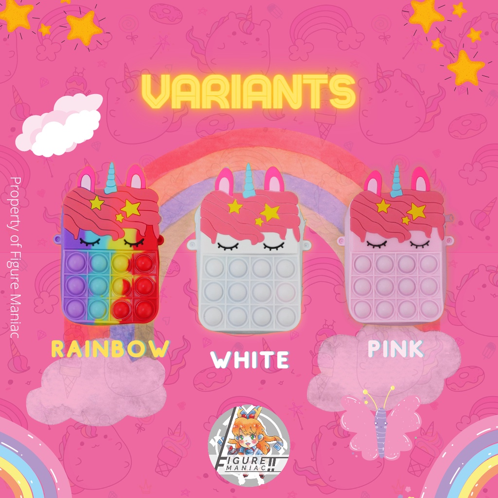 Tas Pop It Unicorn Sling bag edition premium import size 13 cm free tali selempang Tas Anak Tas Handphone Tas Mainan Anak Tas Sekolah