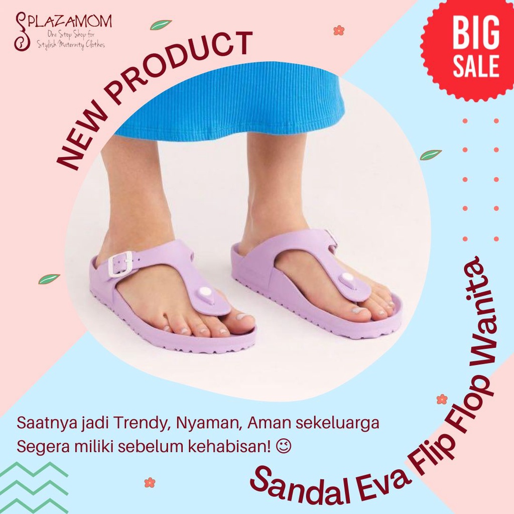 Sandal EVA karet WANITA DEWASA sendal Slip Flip Flop Japit Jepit family keluarga polos anti slip nyaman ringan trendy cocok untuk outdoor indoor kualitas premium