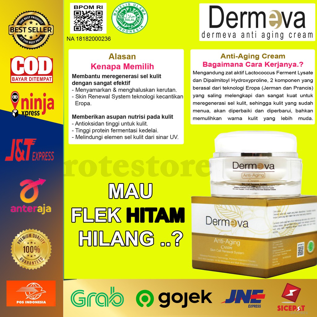 #Dermeva Anti Aging Cream Penghilang Flek Hitam Di Wajah | Penghilang Kriput Wajah BPOM