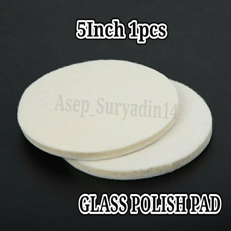 Busa Spons Poles Kaca Mobil Motor Baret Alat Poles Wool Felt Glass 5 Inch Polishing Wheel Pad Velcro