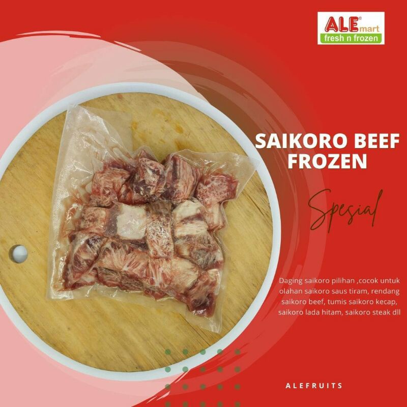 Saikoro beef,wagyu saikoro beef,beef saikoro beku,saikoro frozen food.