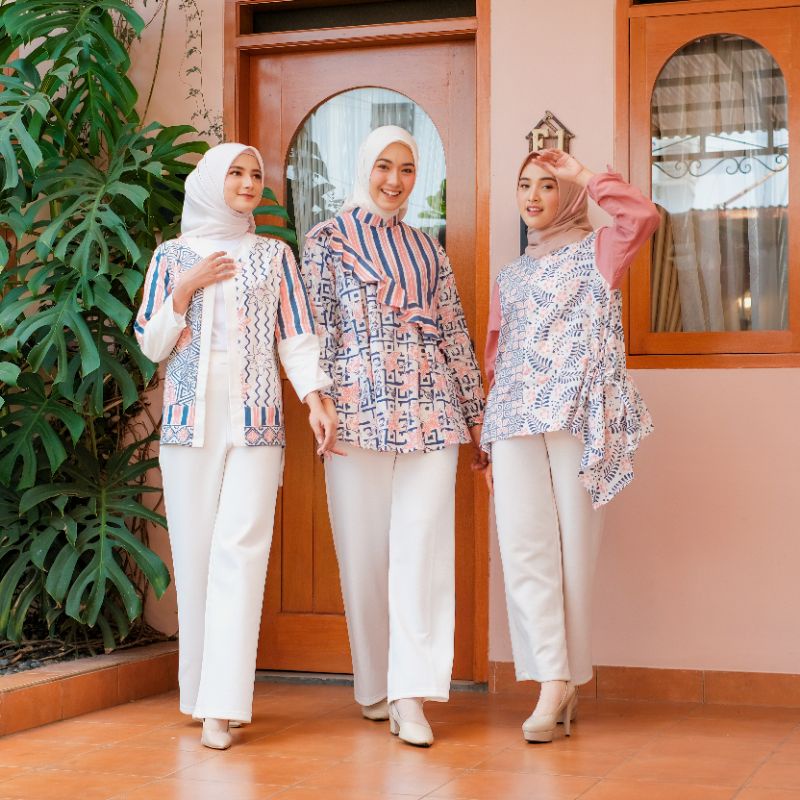 Cantika blus series kemeja kantor kekinian modis batik kombinasi batik kantor.