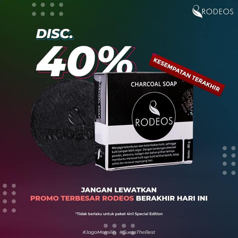 Rodeos charcoal soap / sabun wajah pria / penghilang jerawat original