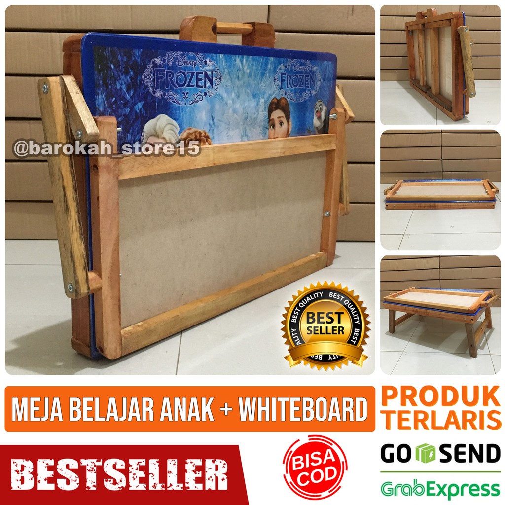 Meja Belajar Anak - Meja Lipat + Whiteboard + Spidol + Hapusan