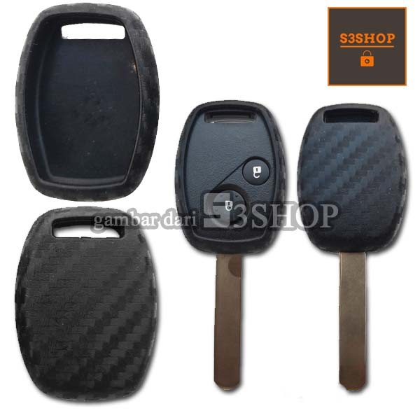 Sarung Kunci Silicon Rubber Case Fiber Carbon Honda Key Brio CRV BRV Mobilio Civic City