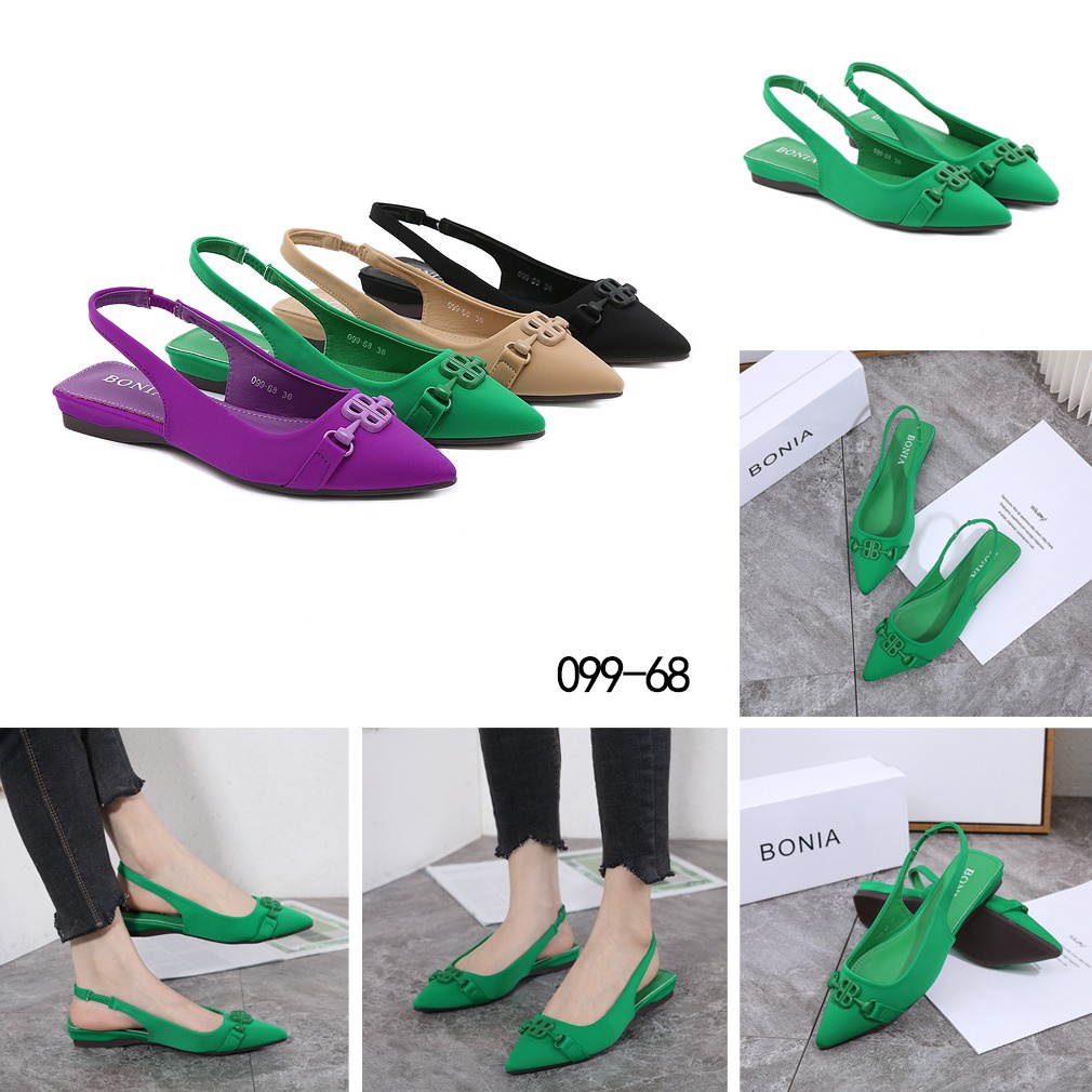 Satin B-Logo Flat Shoes 099-68