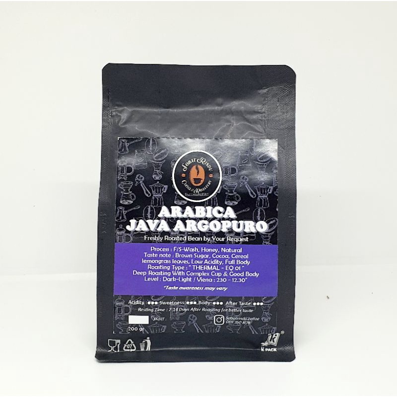 

ARABICA JAVA ARGOPURO ROASTED BEAN COFFEE BIJI GILING BUBUK