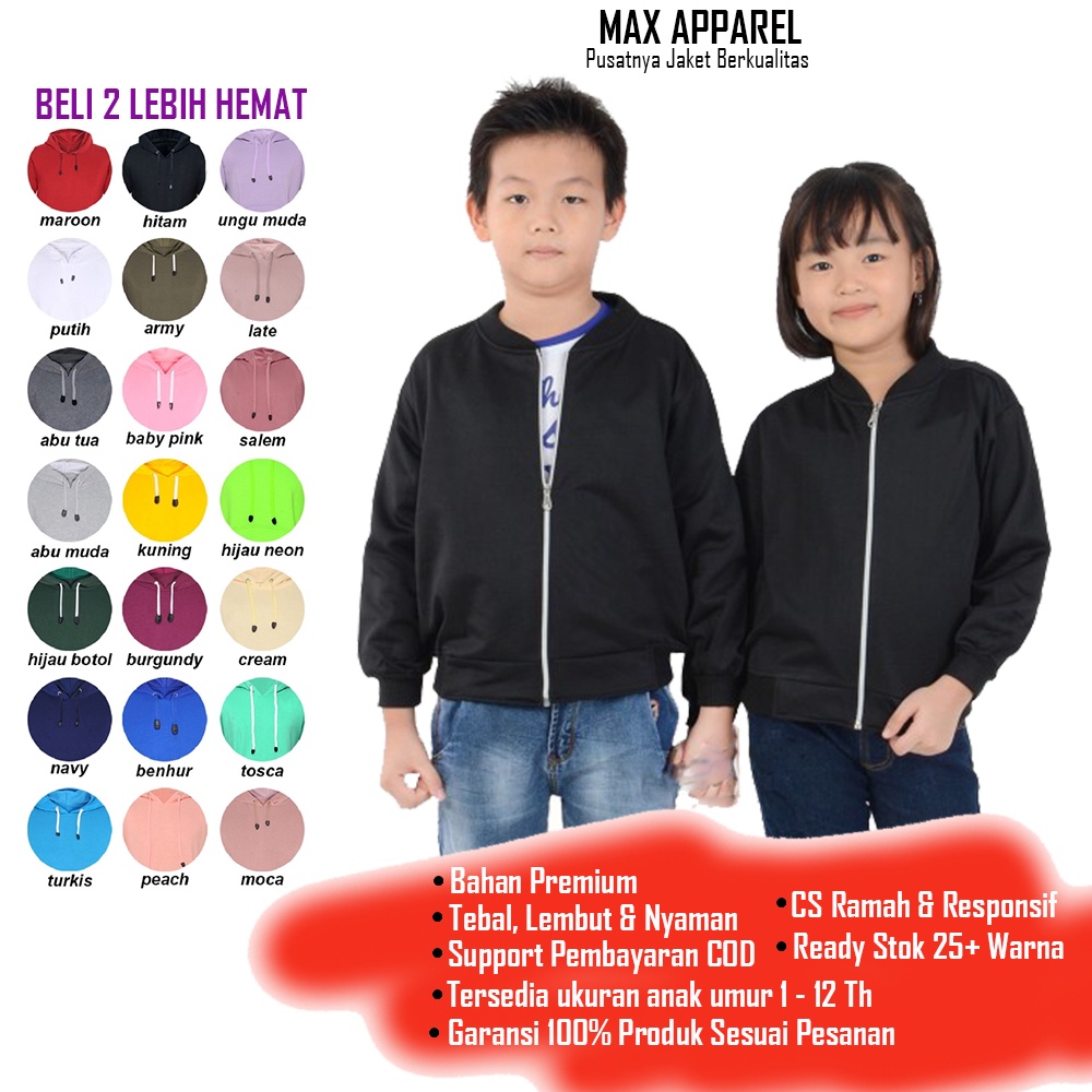 Jacket Hoodie Zipper Anak Laki Laki Perempuan Kecil Cowok Cewek Bayi Balita Couple Kembar Motif Polo