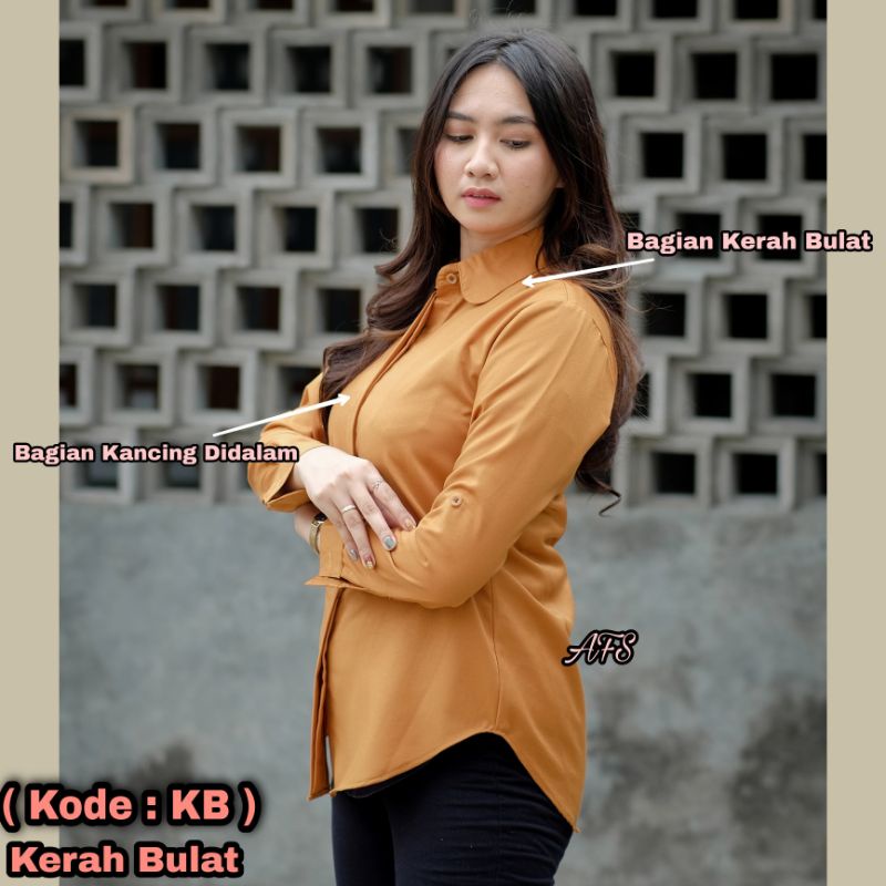 Kemeja Wanita Katun Toyobo Grade A Size M L XL XXL Slim fit Kemeja Basic Baju Atasan Kerja Wanita Lengan Panjang