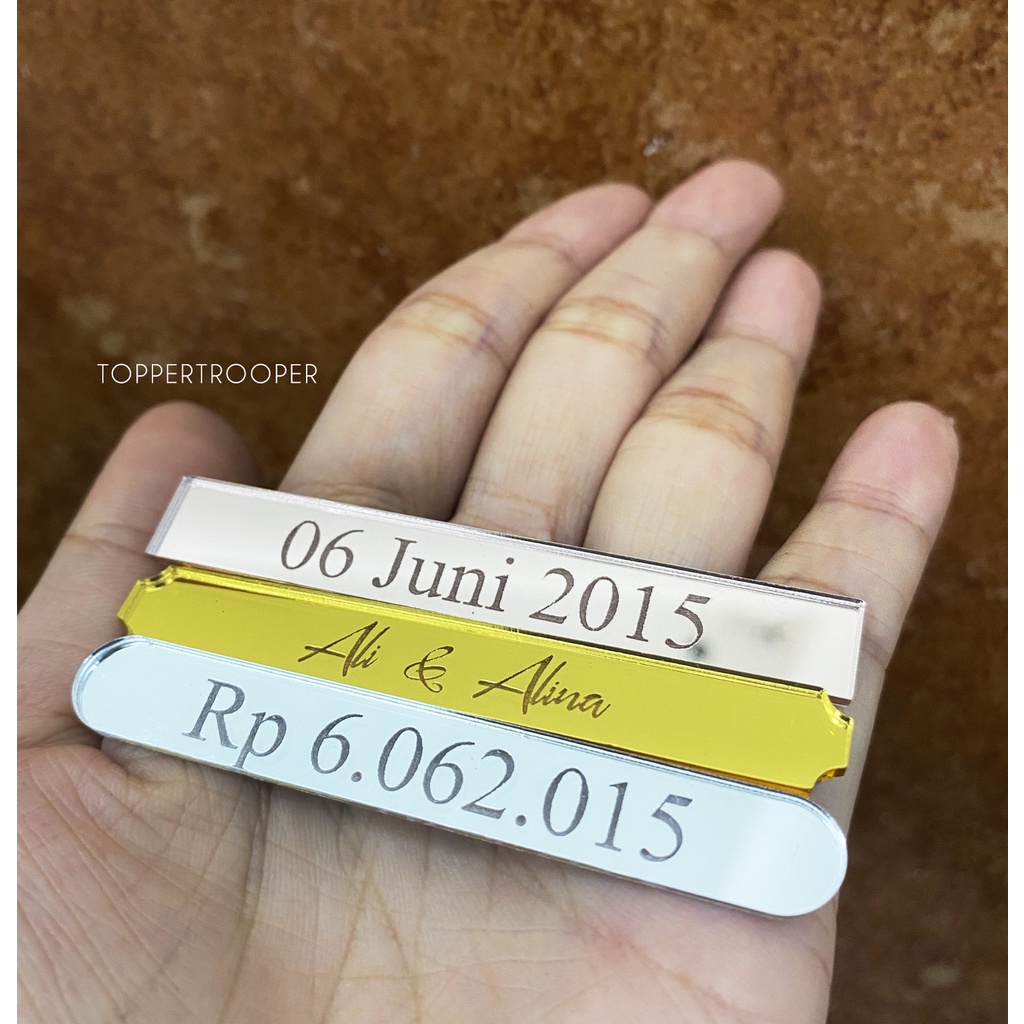 CUSTOM tanggal &amp; nominal Dekorasi Mahar/Seserahan - Akrilik mirror [1 HARI SELESAI]