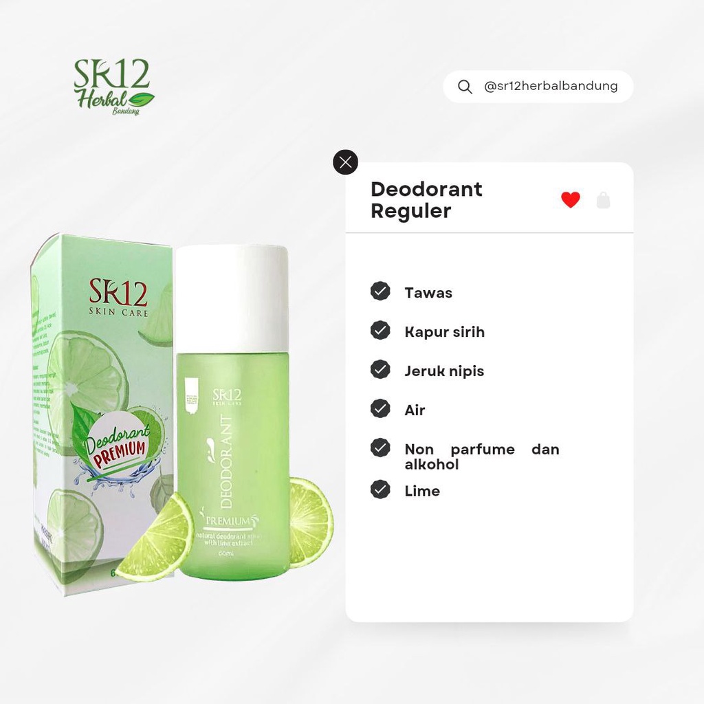 SR12 Deodorant Spray 60ml Penghilang Bau Badan Keringat Non Alkohol Antiperspirant Mencerahkan Kulit Ketiak