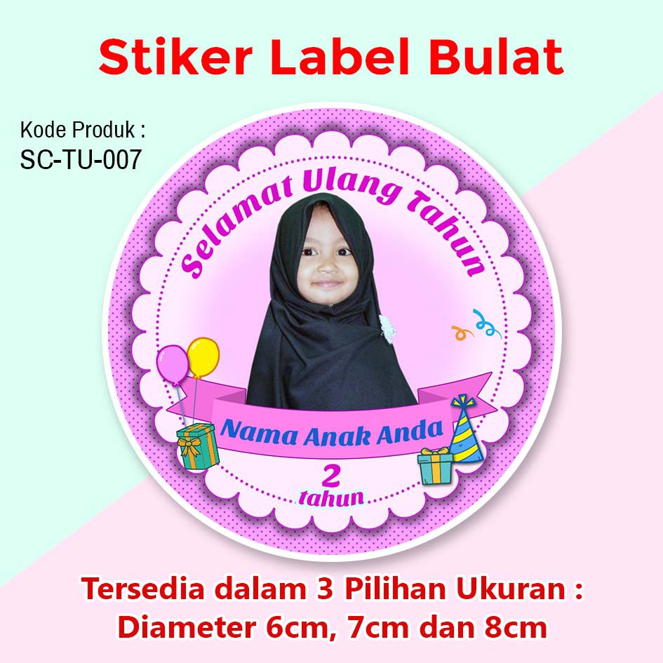 Stiker Label Ulang Tahun Anak Souvenir Tumpeng Mini Pakai Foto Cewek Shopee Indonesia