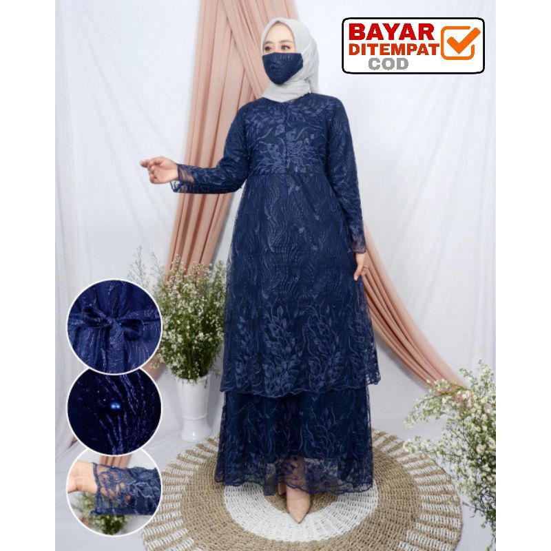 Gamis Brukat Tile Humaira L XL XXL/ Maxi Wanita /Maxi Terbaru / Maxi Muslim / Maxi Dress /-3