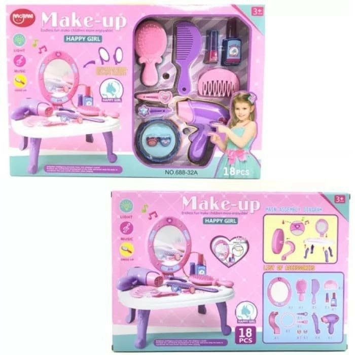 Mainan Meja Rias Anak Perempuan Dandan Make Up Happy Girl 18 pcs Mainan Edukasi Anak