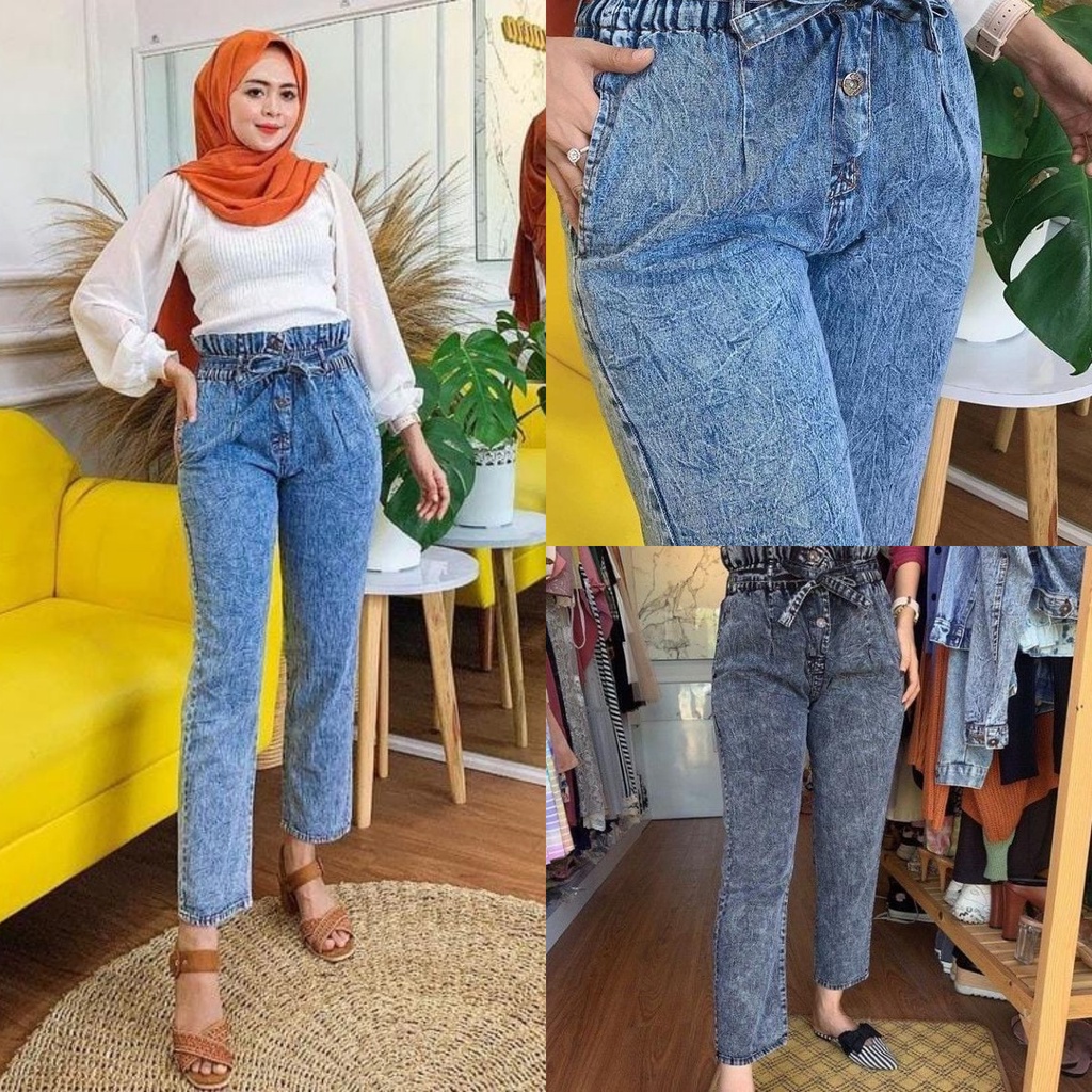 1KG MUAT 4PCS | DRAKO JEANS HIGHWAIST ACID DENIM HITS SELEBGRAMM FASHION WANITA GROSIR MURAH