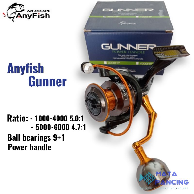 Reel Anyfish Gunner Power Handle 1000 2000 3000 4000 5000 6000