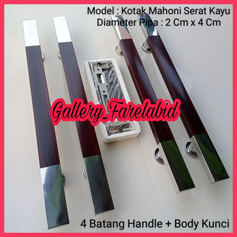 1 Meter Handle Pintu Rumah Stainless Steel Kotak 100 Cm Set Body Kunci Gagang Pintu Rumah Modern Pegangan Pintu Kupu Tarung Tarikan Pintu Rumah Minimalis