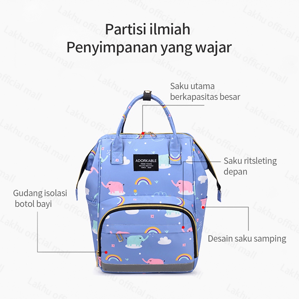 Lakhu tas ransel bayi multifungsi tas susu bayi diaper bag